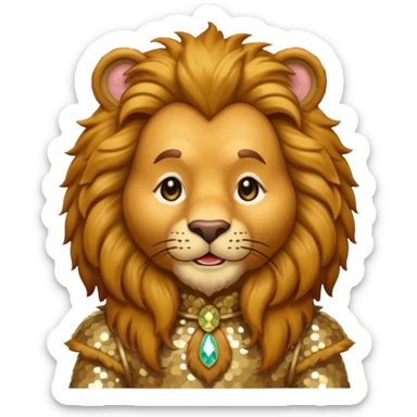 Brrr, the Cowardly Lion from The Wizard of Oz with golden brown fur, cream sequin outfit sticker