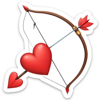 red bow and arrow with heart sticker