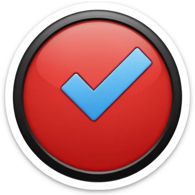 please create a circle with a border with a  blue check inside the circle with a diagonal  top side to bottom slash negating the checkline through it sticker