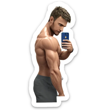 muscular man in bathroom mirror sticker