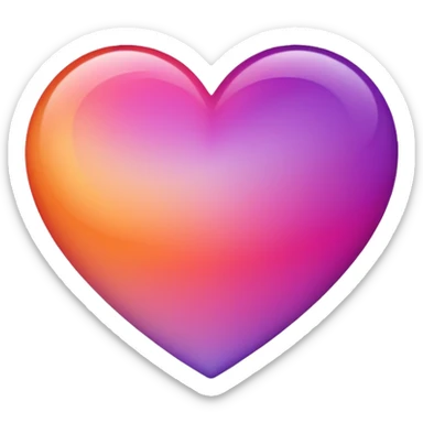 This emoji shows a stylized heart shape rotated 90 degreesIt features a smooth gradient blending warm orange, pink, and purple tones, creating a soft and vibrant look.  sticker