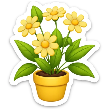 Vibranium shrub  in emoji format. I bunch of yellow whitish flowers with green leaves behind. Minimalistic. sticker
