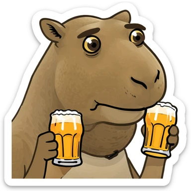 camel holding a pint of beer  sticker