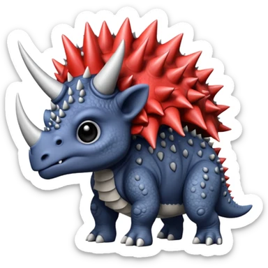 cute triceratops angry, black and white sticker