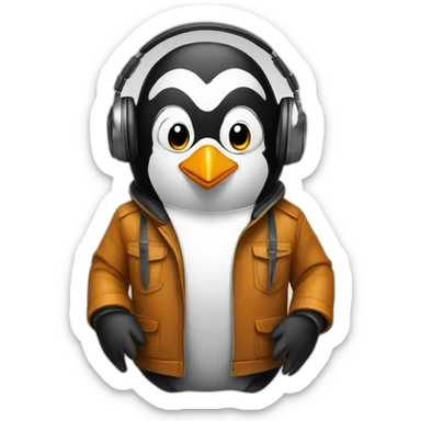 DJ penguin sticker