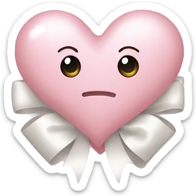 Cute light pink heart with a white coqquete bow wrapped around it sticker