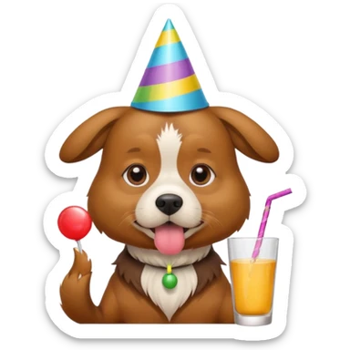 Dog having a drink coz its celebrating someones birthday sticker