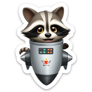 Raccoon in rocket sticker