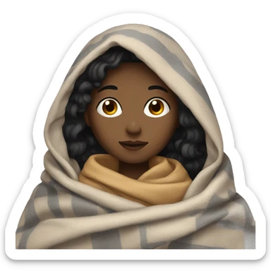 Black haired girl in blanket sticker