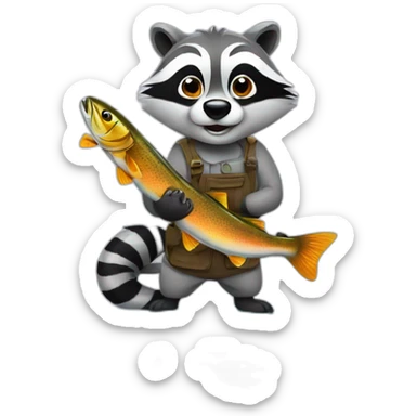 Fusion of a Raccoon and a trout sticker