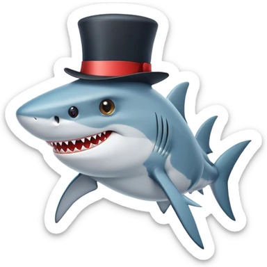 Shark with a top hat sticker