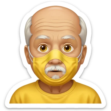 old man with beauty face pack give me a yellow face mask on his face  sticker
