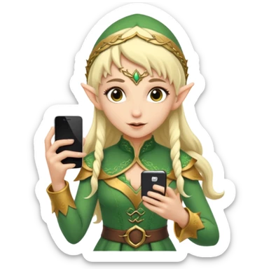 elf with persion crawl custome dress and smartphone sticker