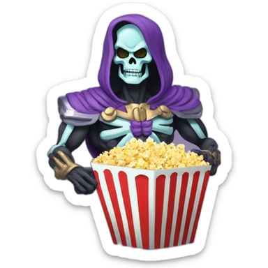 skeletor from he-man eating popcorn sticker