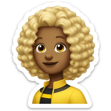 bumblebee with blond fluffy curly haircut sticker