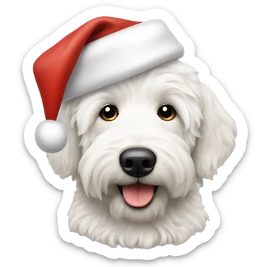 White golden doodle Santa hat sticker
