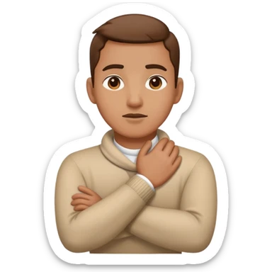 Person with Hands crossed grabbing their neck sticker