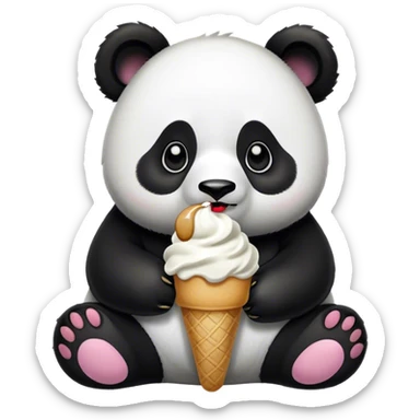 Panda eating ice cream sticker