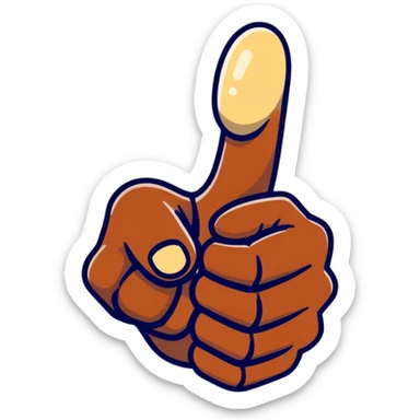 A thumbs up hand with dark skin that transitions to light skin at the wrist sticker
