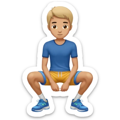 A skinny man squatting with his hands on his knees sticker