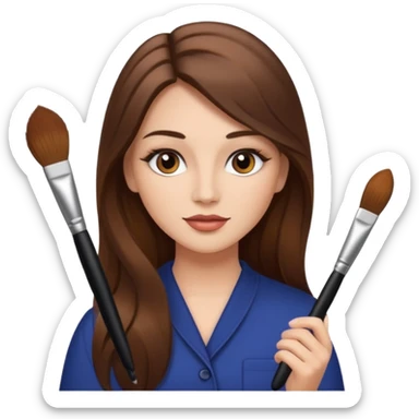Makeup artist with brush long  hair sticker
