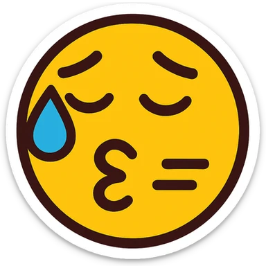 yellow emoji face making a 'whew' expression sticker