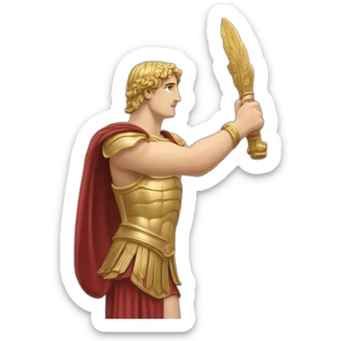 alexander the great arms stretched out holding something sticker