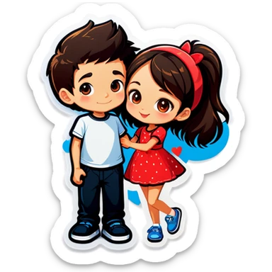 Create stiker. Girl have love with boy sticker
