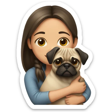 Girl hugs pug  sticker