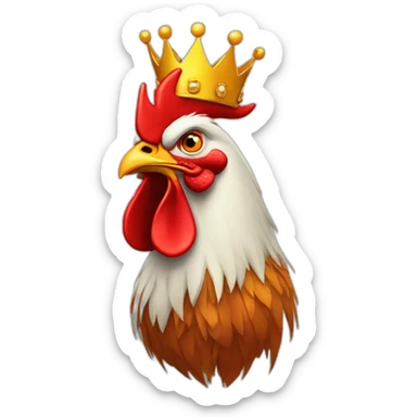 angry rooster having a crown on his head sticker