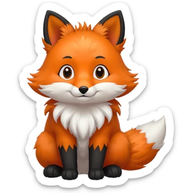 Floofy the Creampuff fox blackish gray fur color chubby Black paws orange color 3 tails sticker