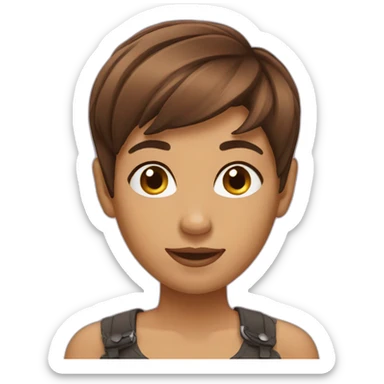 Brown pixie haircut sticker