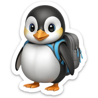 penguin with backpack direct looking to camera sticker