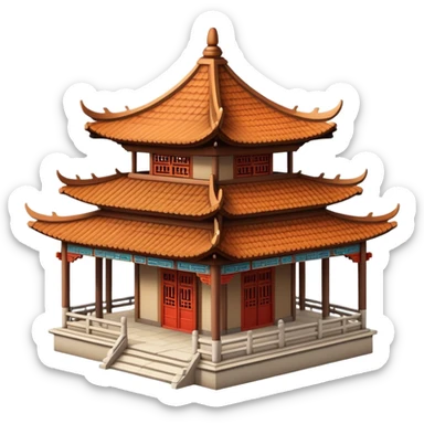 Traditional Chinese pavilion building only sticker