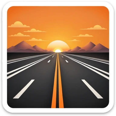 road with sunset sticker