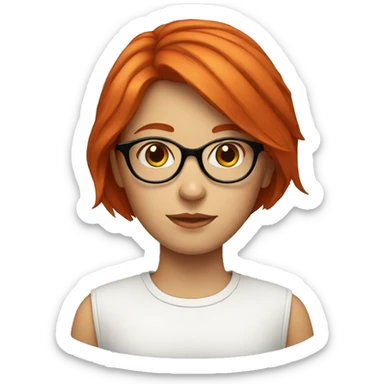 red head girl with thin round glasses sticker