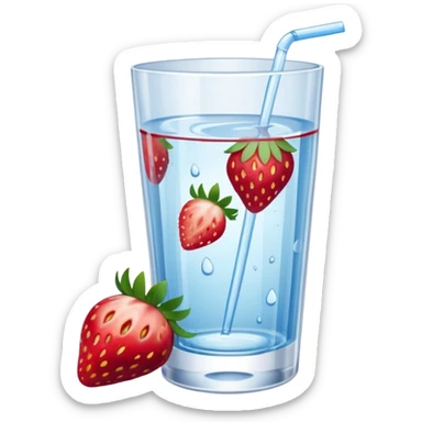 glass of water with strawberry slices sticker