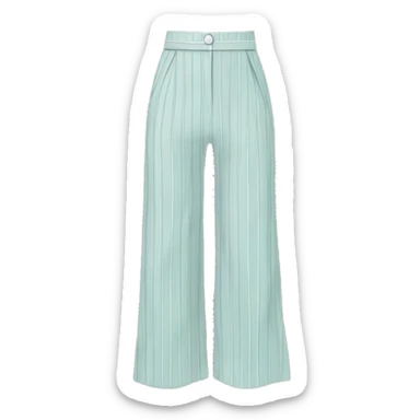Realistic isolated pair of white high waist long wide leg dressy casual pants with light teal pinstripes. sticker
