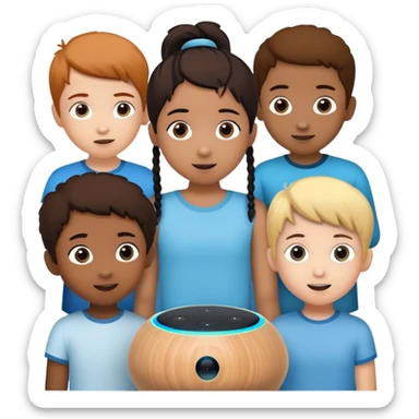 children interacting with a amazon alexa sticker