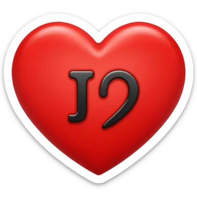 Un corazón grande rojo con la letra" J" en negra y en  mayúscula y en el centro  sticker
