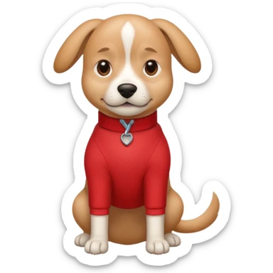a dog with legs and arms with red clothers on sticker