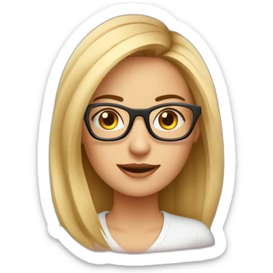 Emprendedora rubia marketing pelo corto con gafas sticker