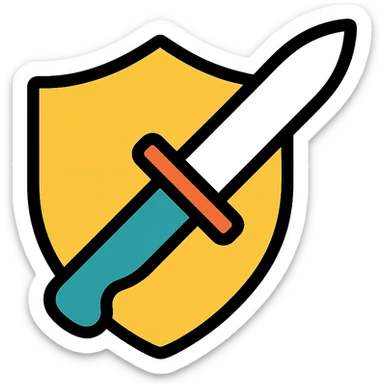 shield and knife colored icon sticker