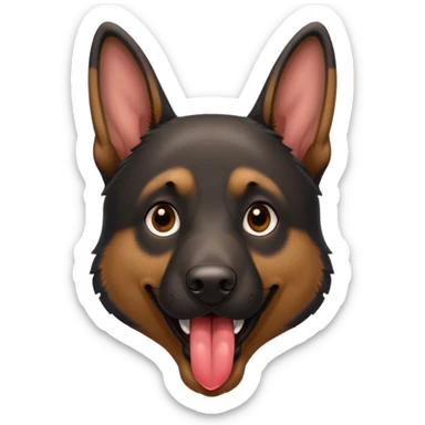 cartoon style dark German Shepherd dog with its tongue hanging out long sticker