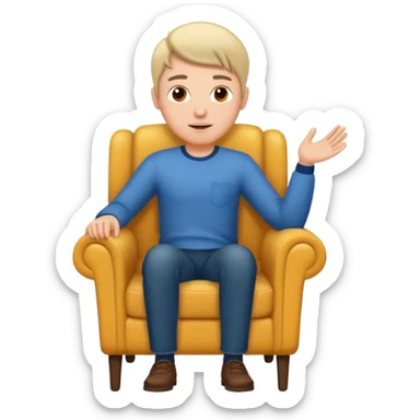 Guy in a chair asking sticker