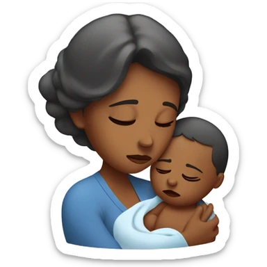 sad mother with newborn sticker