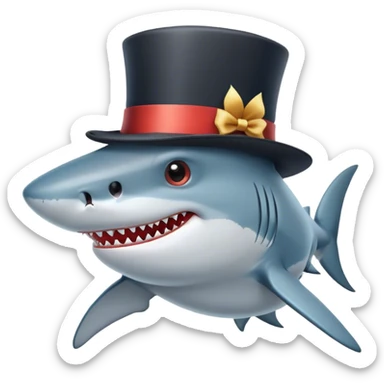 Shark with a top hat sticker