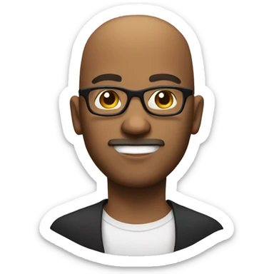 Bald brown guy with goatee with glasses sticker