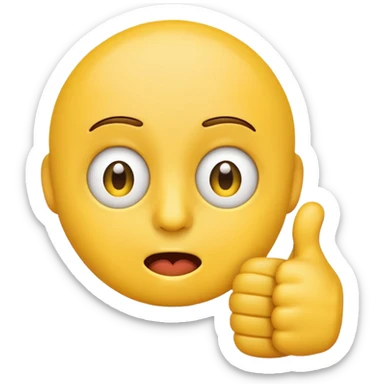 Emoji face stressed out with one eye quivering and a thumbs up sticking out sticker