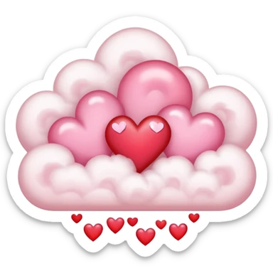 Plain white cloud with pale pink aura surrounding with hearts coming out the bottom sticker